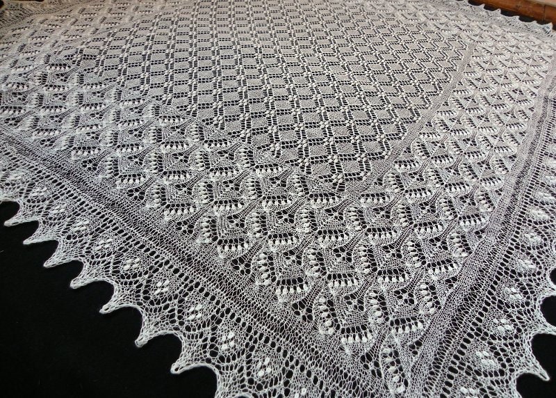 Haapsalu shawl- large hand knitted square estonian lace shawl, wedding shawl from fine wool- CUSTOM MADE