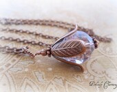 Necklace VINTAGE COPPER BLOSSOM IN PINK Tulip