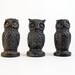 Three Antique Cast Iron Owls Miniature