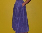 Lavender Tulip Print Tea-Length Skirt With Pockets