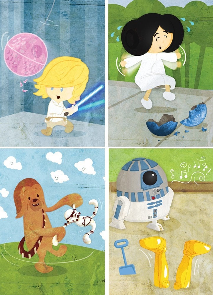 Baby Star Wars wall art - Set of two 5x7 prints