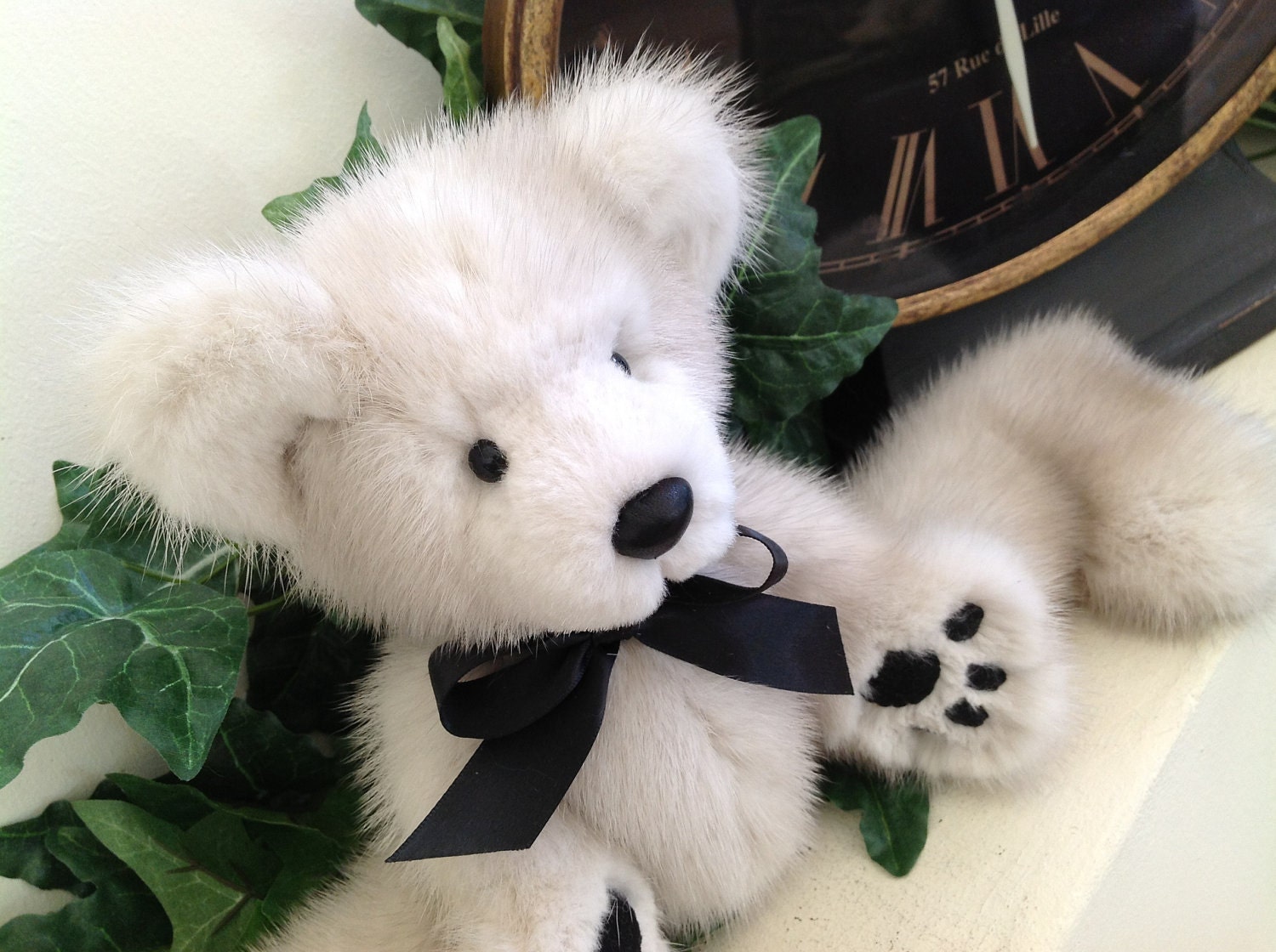 Gabriel .. A Mink Teddy Bear Made from Vintage Violet Gray Mink Fur .. OOAK
