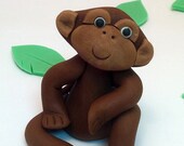 Fondant Monkey cupcake Topper Baby cake topper Decorations for Jungle Parties, Baby Showers or Safari