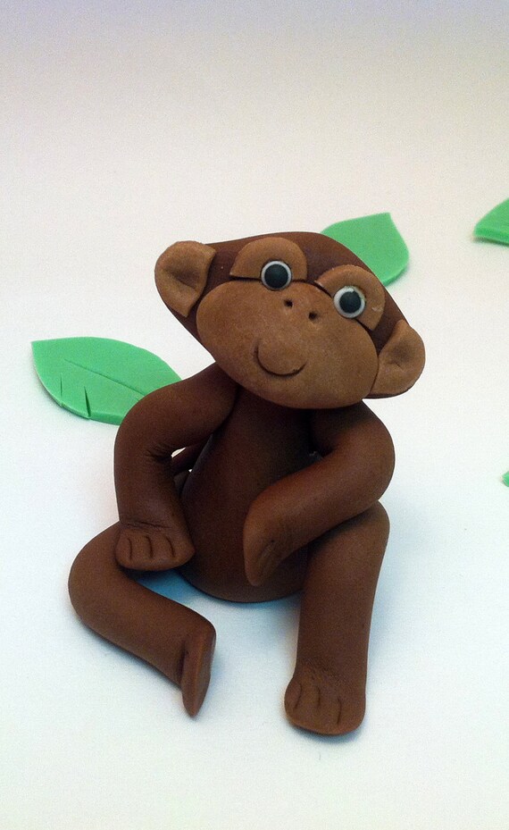 Fondant Monkey cupcake Topper Baby cake topper Decorations for Jungle Parties, Baby Showers or Safari Il_570xn