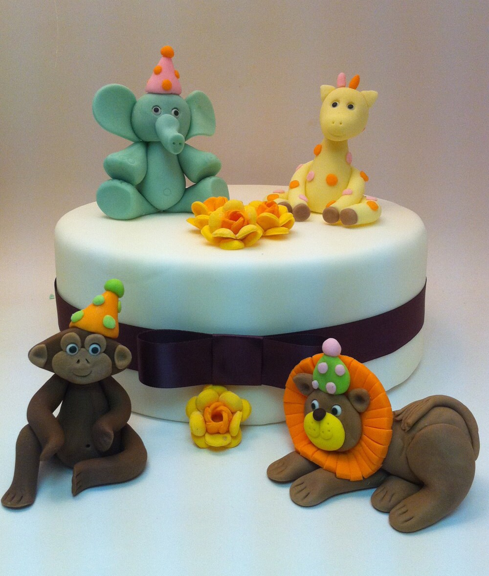 Jungle Cake Toppers - Fondant Sweet at one Inspired Set 4 to choose Il_570xn