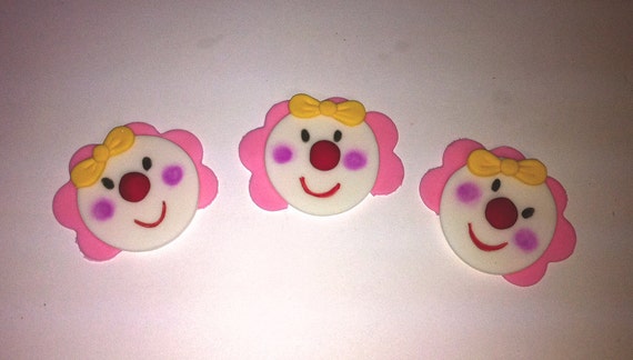 Fondant Clown Cupcake toppers , ideal for carnival or circus Il_570xn