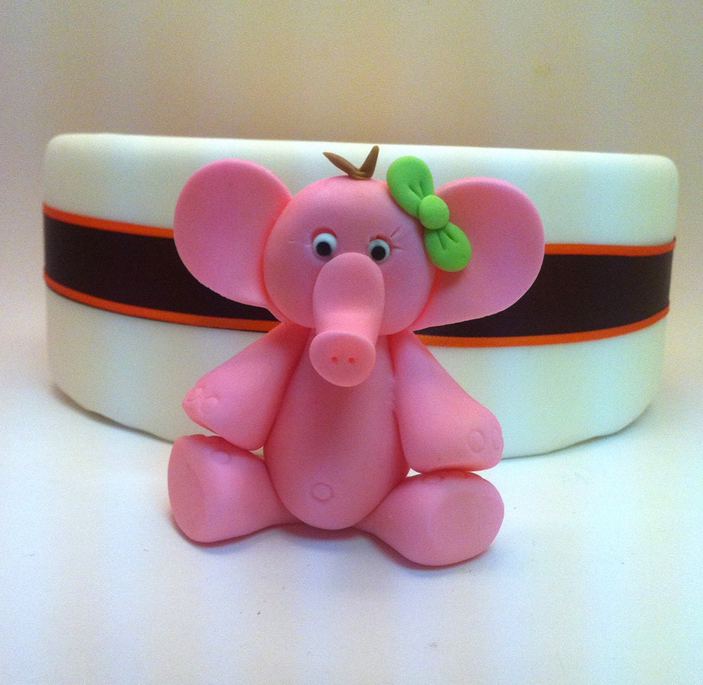Pink Elephant made of Fondant - Cake Decorations for Jungle Party Il_570xn