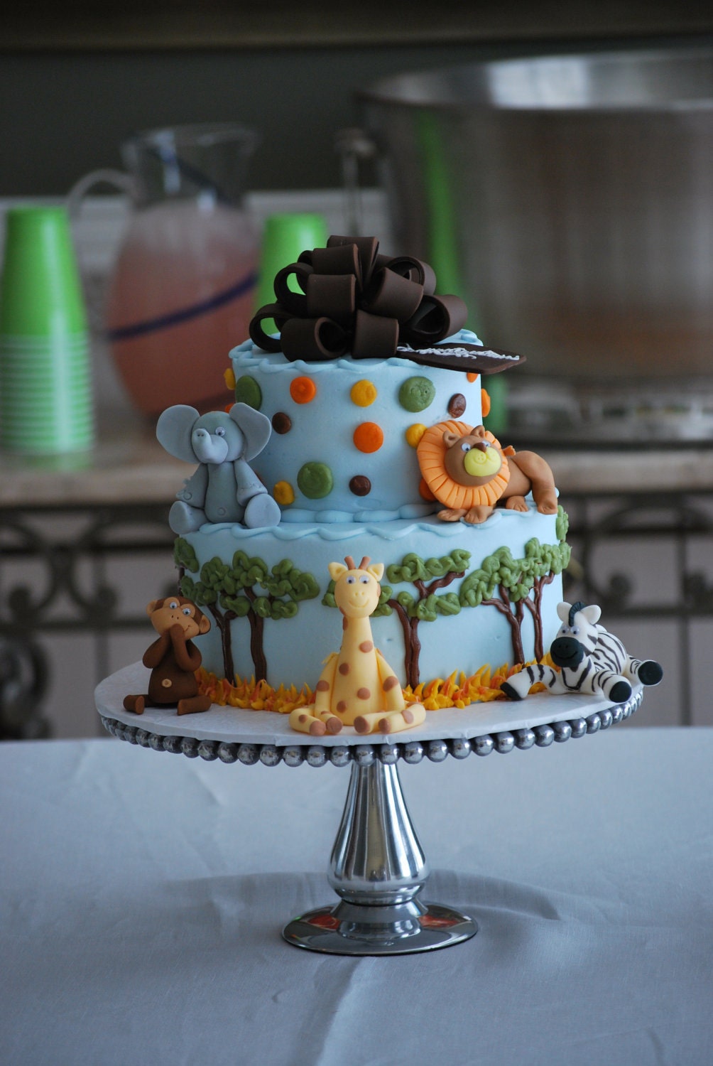 Fondant Jungle Baby Shower Cake toppers, Jungle cake decorations, lion, zebra, elephant, monkey, giraffe