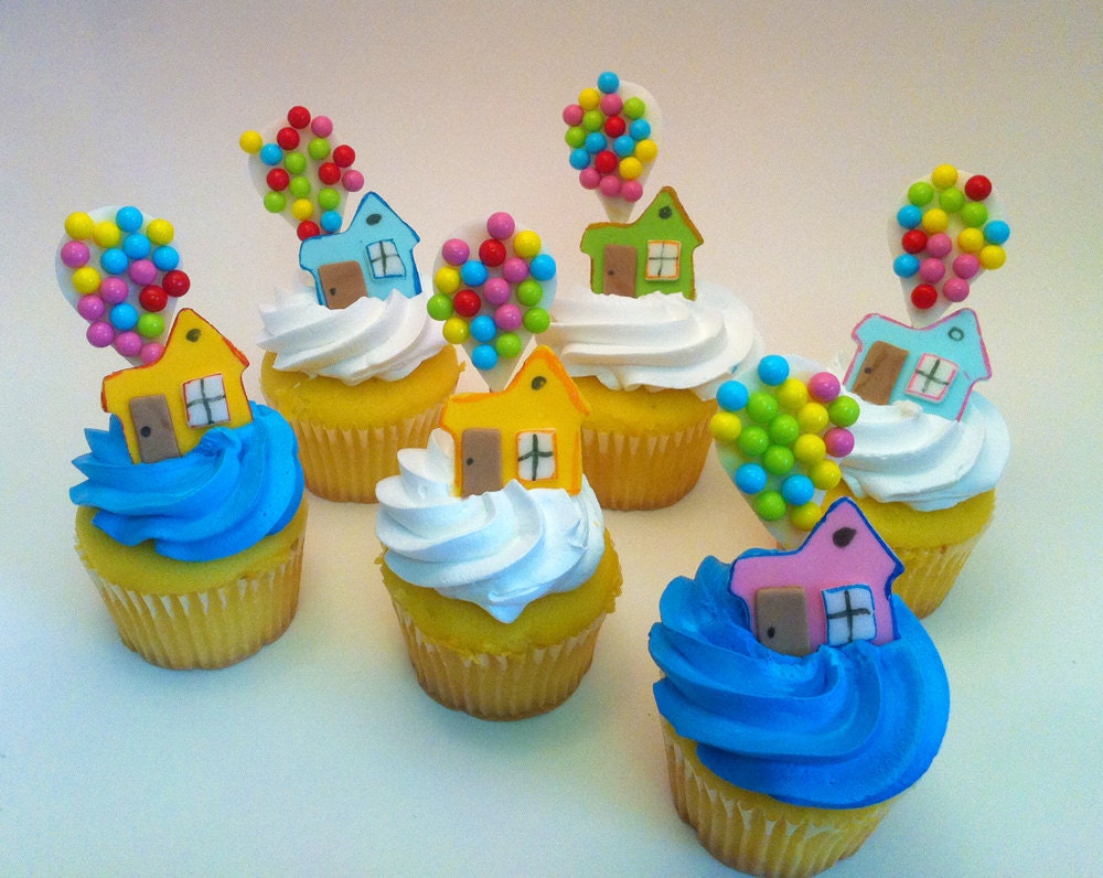 UP cupcake toppers fondant decorations inspired by Disneys Pixar UP movie package of 12