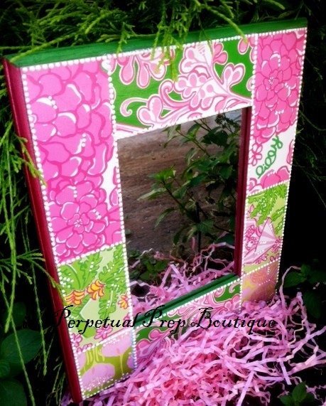 Preptastic Patchwork Inspired Lilly Pulitzer Print Mirror