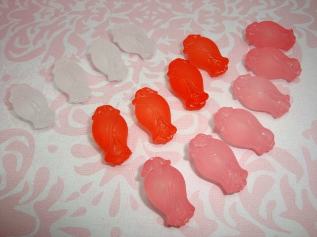 West German large 3D Rose Vintage lucite beads Lot of 14 beads