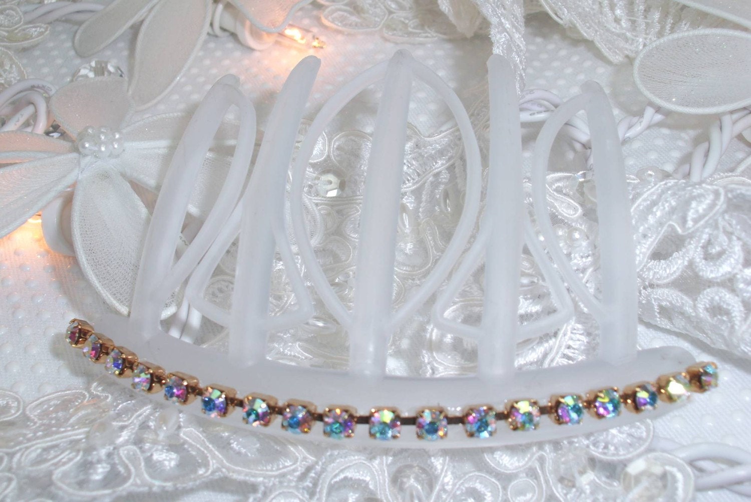 Frosty French Hair Comb Fascinator with AB Swarovski Crystal elements made especially for fine hair