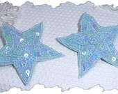 Blue Celestial Star Pair of 2 in 1 Sequin and beaded hair clip and pin combo