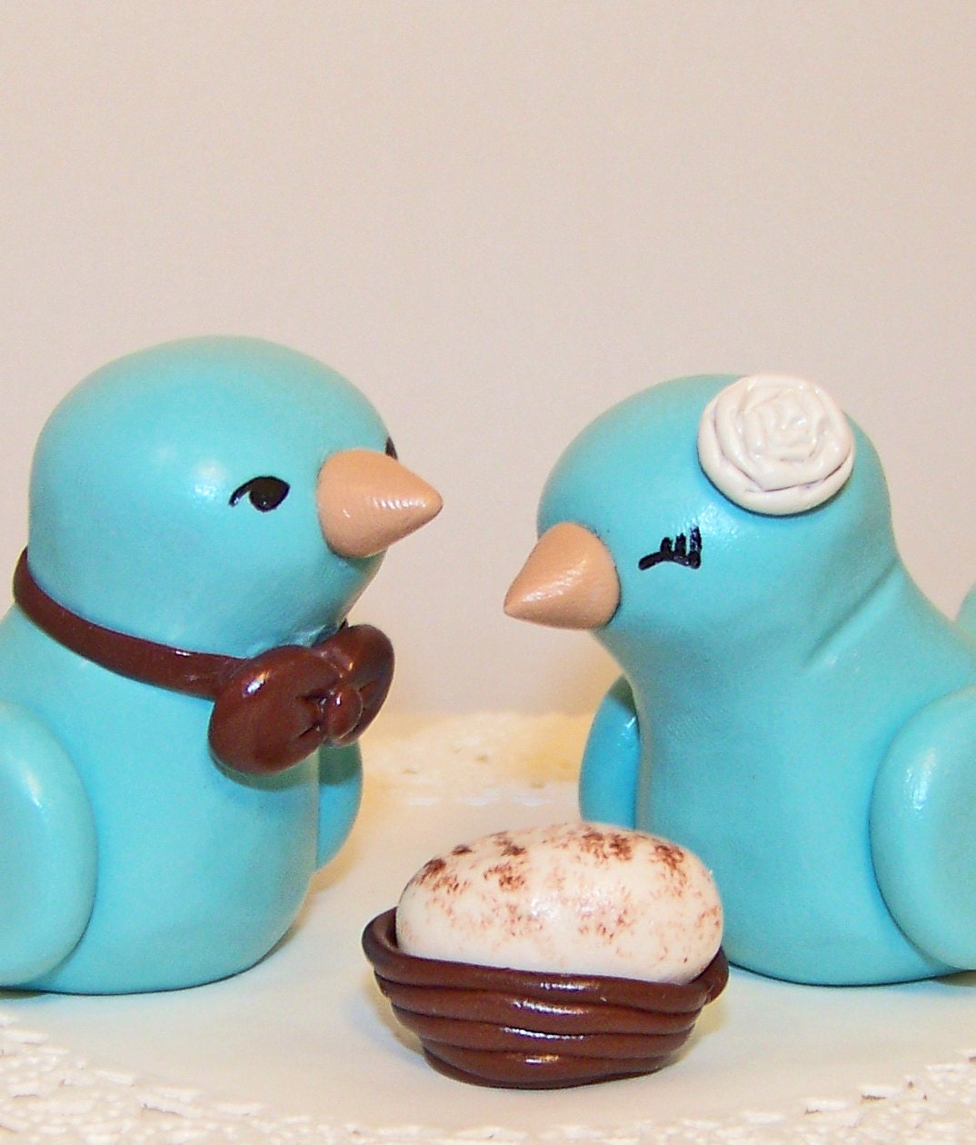 Custom Bird Wedding Cake Topper with Nest and Egg - Choice of Colors
