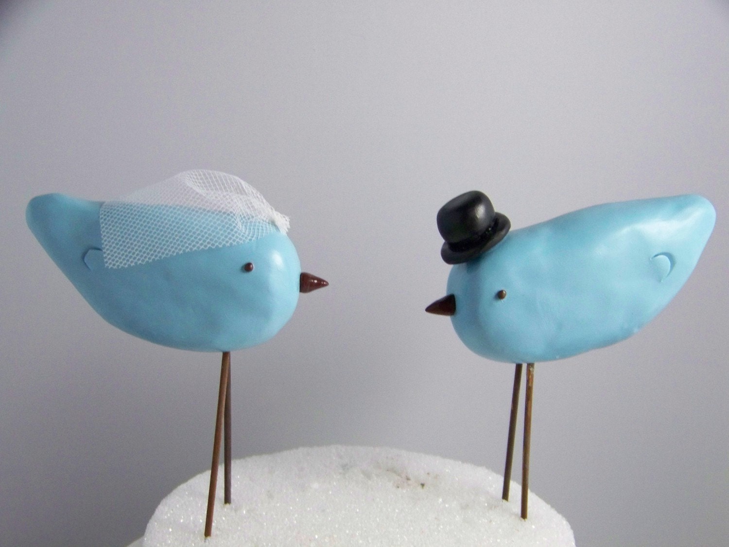 Custom Made Top Hat and Veil Love Birds Cake Topper Colors of Choice