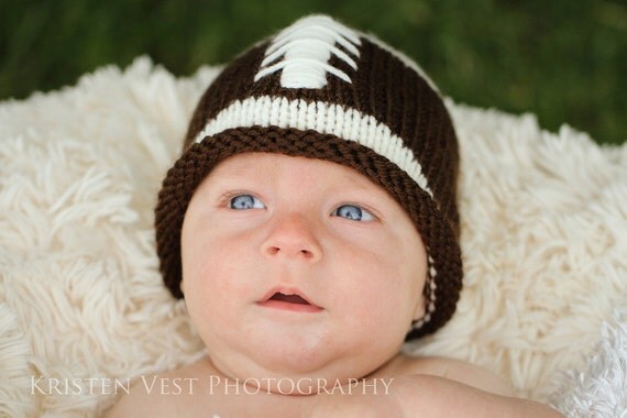 Knitted Baby Hat Football Hat for a Small Fan Baby Hat, Football