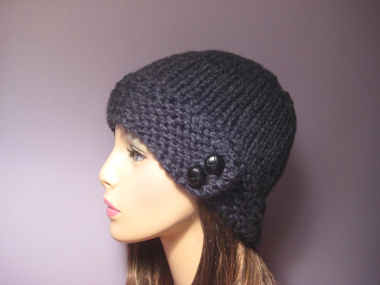 PATTERN Button Brim Knit Hat, PDF Pattern, Knit Hat Pattern