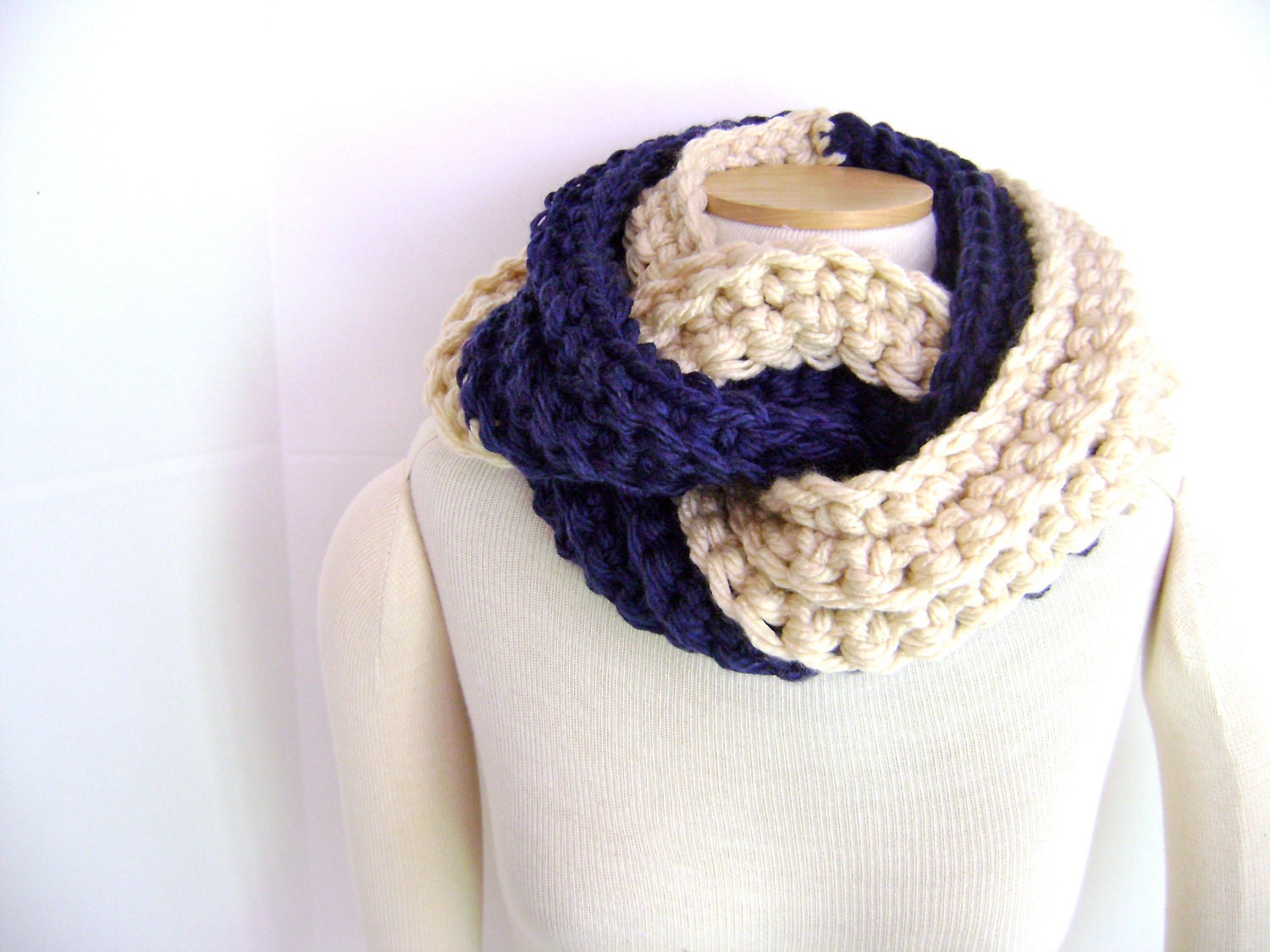Crochet PATTERN for Chunky Chocolate and Vanilla Twist Scarf Cowl Great for the Beginner Instant Download