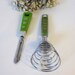 avocado green whisk & peeler, retro kitchen utensils, travco daisy