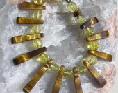 Gold Tiger Eye & Citrine Crystal Gemstone Fan Necklace - "Sunny Days" - Special Offer Price