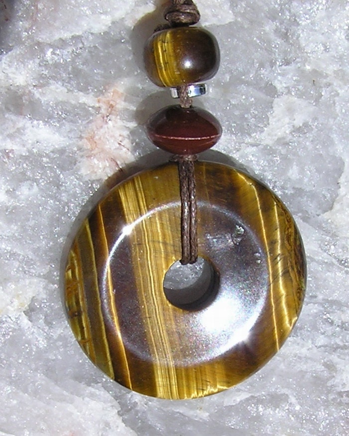 Gold Tiger Eye Crystal Donut Pendant - Special Offer Price