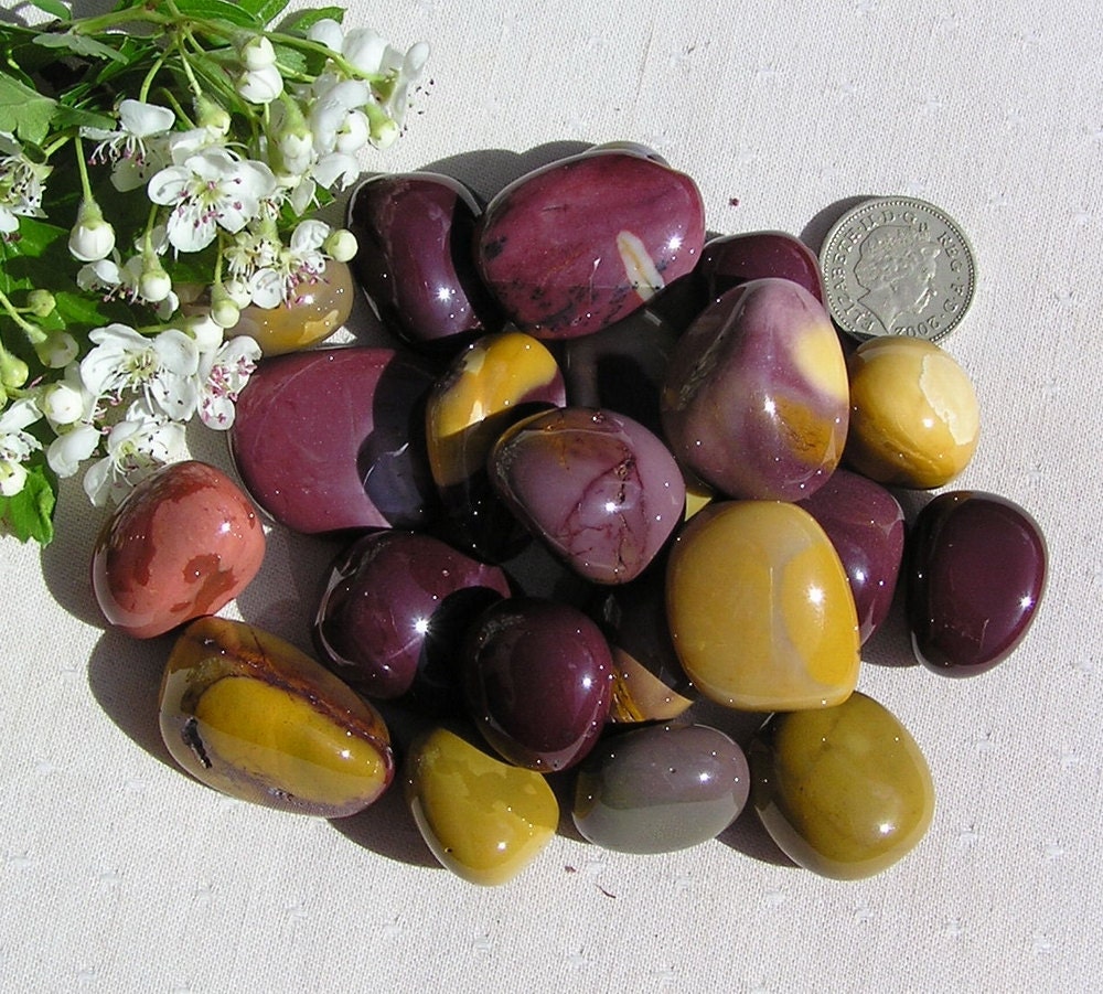 6 Large Mookaite Jasper Crystal Tumblestones