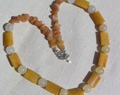 Yellow & Honey Jade Crystal Gemstone Necklace - "Buttercup"