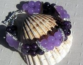 Lavender Jade & Amethyst Crystal Gemstone Bracelet - "Wild Thyme"