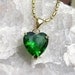Green Emerald Solitaire Heart Pendant - Vintage