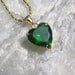 Green Emerald Solitaire Heart Pendant - Vintage