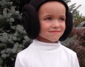 Knit Princess Leia Inspired Bun Hat, Wig, Costume, Black or Brown, Youth Teen Adult, Perfect 4 Your Star Wars Fan, Halloween, Photo Prop