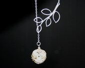 Leaf Branch and Bird Nest  Necklace -  Lariat necklace with branch and egg nest, Sterling Silver chain available