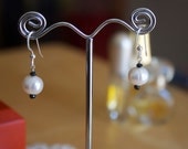 Pearl Drop Earrings with Black Spinel