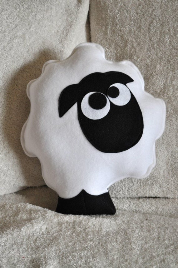Nursery Decor Count the Sheep Plush Pillow -Gray-