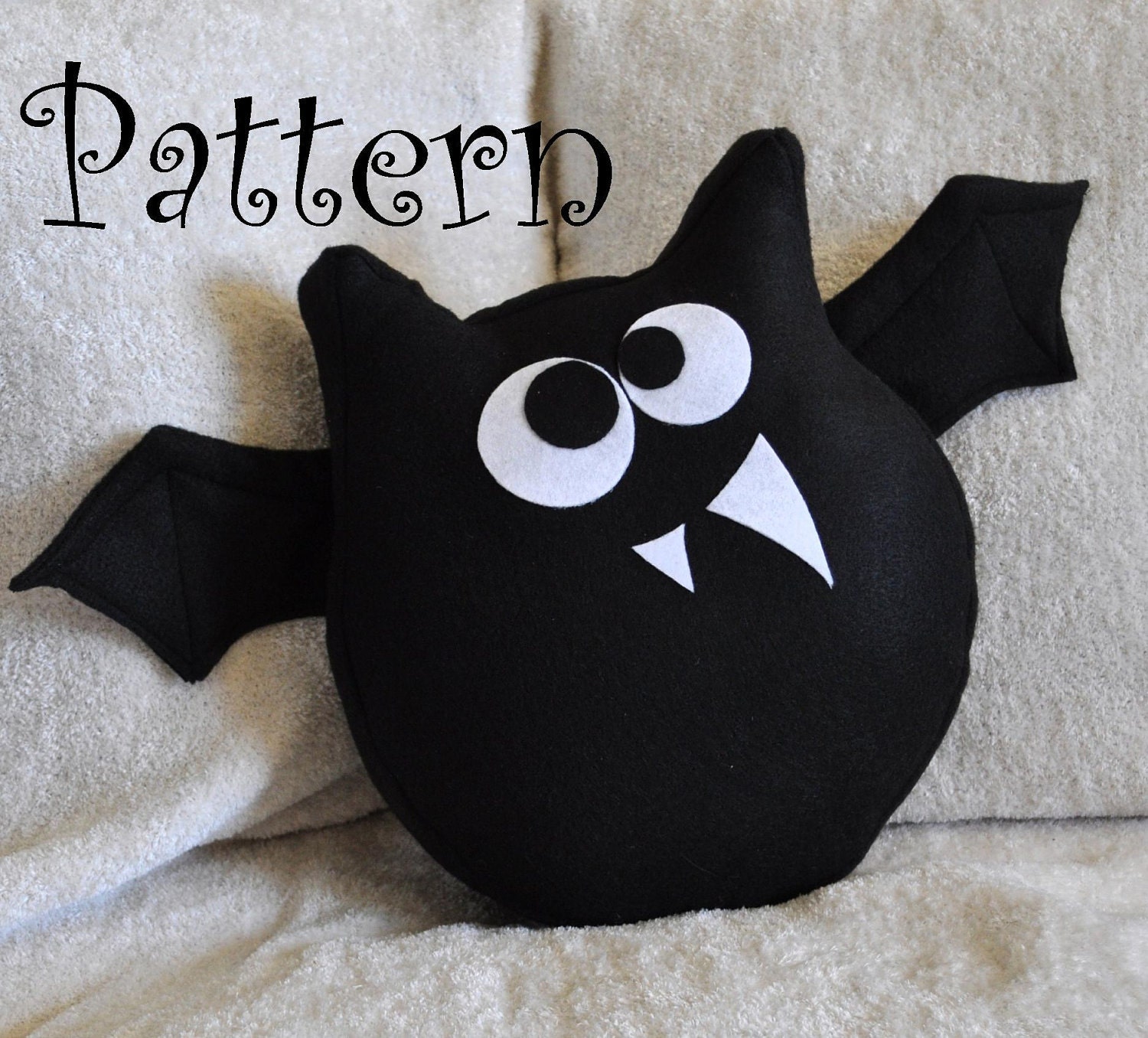 Bat Plush Pattern PDF Jugular the Bat Plush Pillow -Halloween Tutorial Pattern DIY How to Make