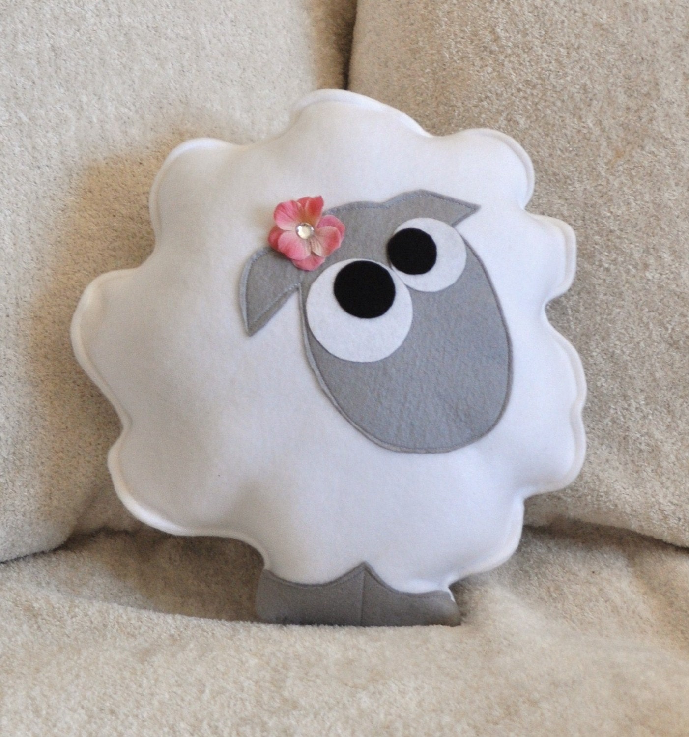 Nursery Decor Count the Sheep Plush Pillow -Gray-