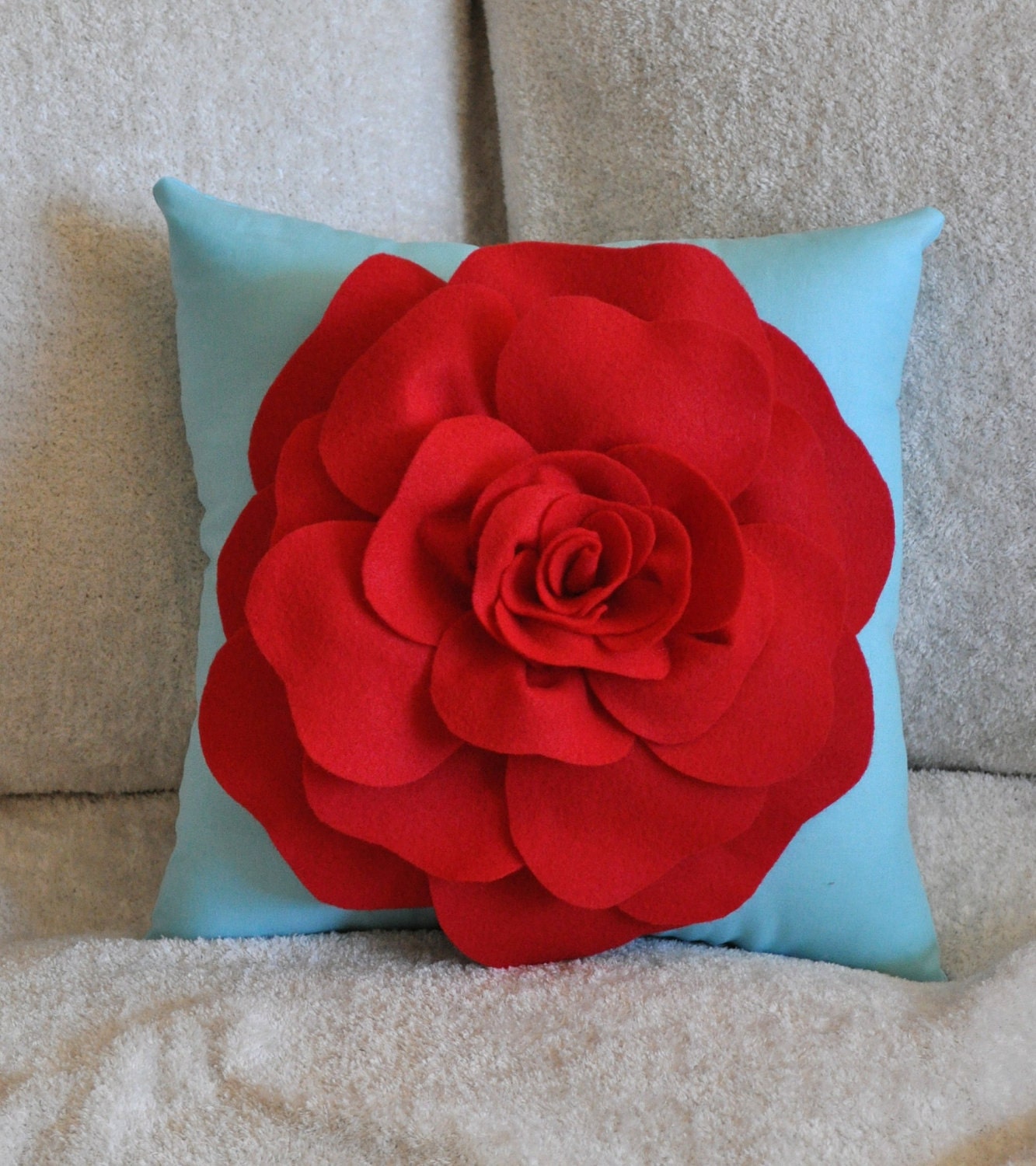 Flower Pillow PDF Felt Rose with BONUS Pillow PDF Pattern Tutorial Accent Pillow e-book