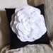 Blue Decorative Pillow Aqua Pillow with White Rose 14x14
