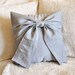 Decorative Pillow - Grey Big Bow Pillow 14x14 Gray Pillow