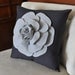 Grey Rose on Charcoal Grey Pillow