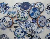 Blue and White 3 inch circle Floral Cookies