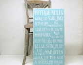 Family Rules Wood Sign Cottage Rules, Beach House Rules or Lake House Rules. Flip Flops are Mandatory. Large - SignsofVintage