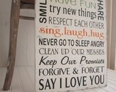 Family Rules. Wood Sign In Our House We Choose Happiness Say I Love You... Large Size