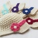 Girls Crochet Hat - Visor Beanie with Mary Jane strap - Girls Hat - Cream and pink