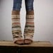 Upcycled Recycled Repurposed Sweater Leg Warmers Fair Isle Knit Brown Orange Camel