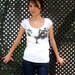Green Eyes Cat Women T-shirt one side printed