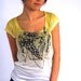 Yellow Star Shawl Design Women T-shirt one side printed my etsy shop