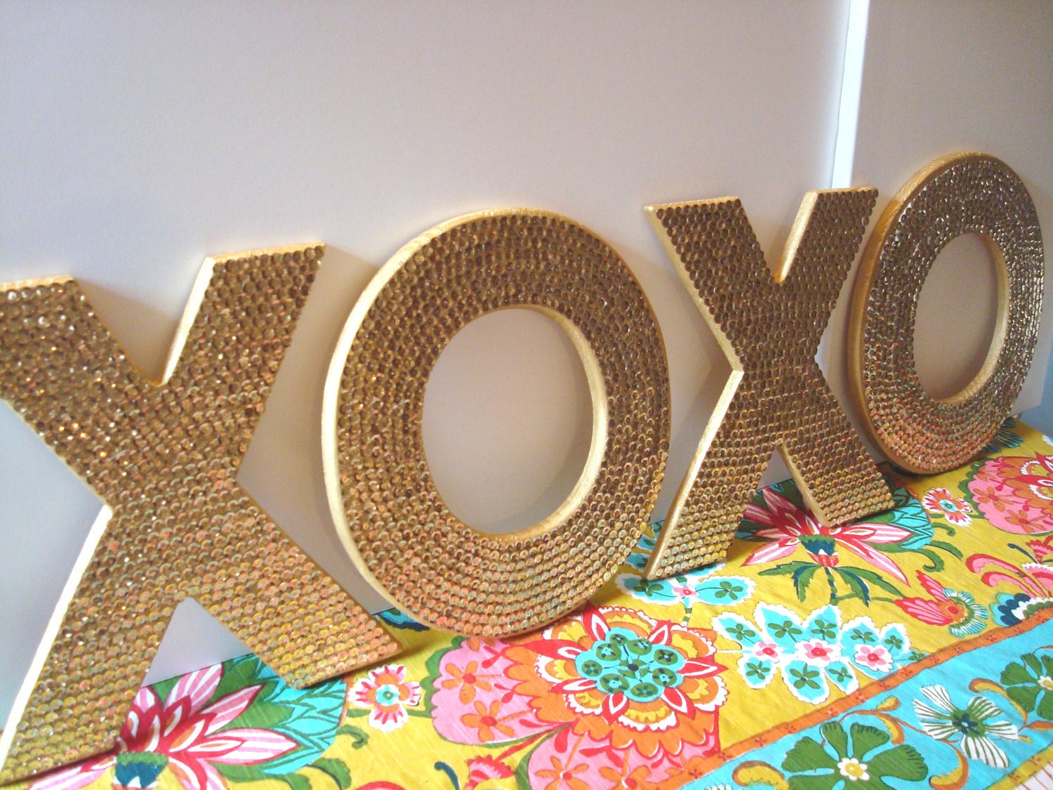 Large XOXO sequin letters for wedding or decor, Featured in BRIDES magazine