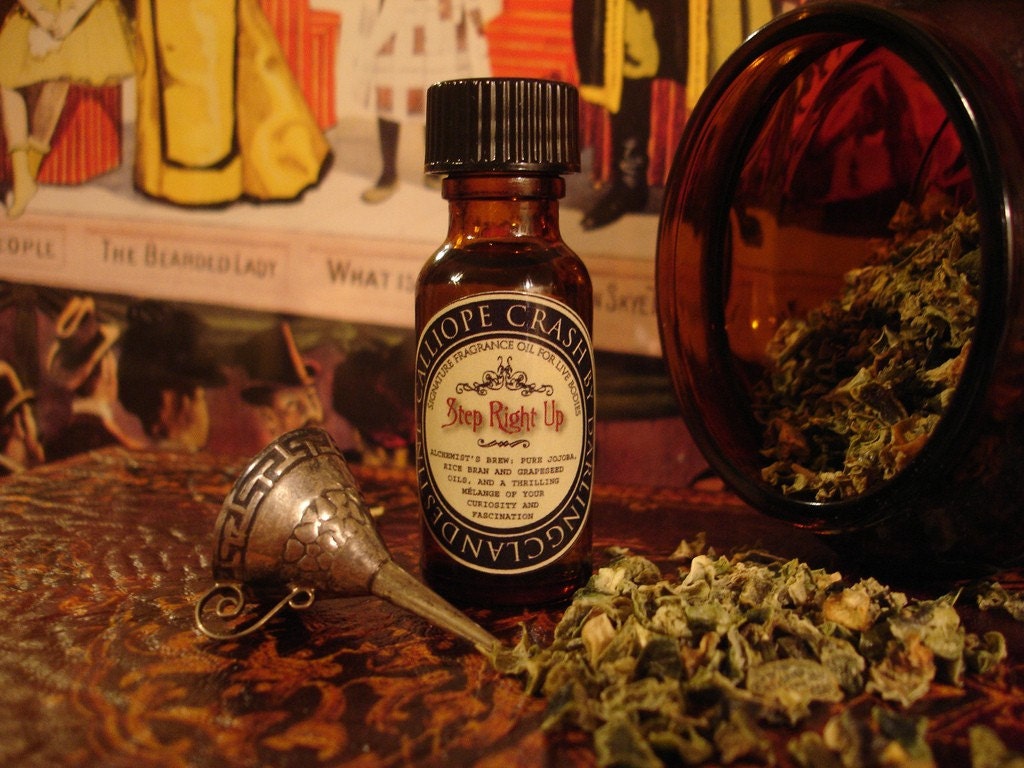 Step Right Up handcrafted fragrance oil - 1/2 ounce amber bottle