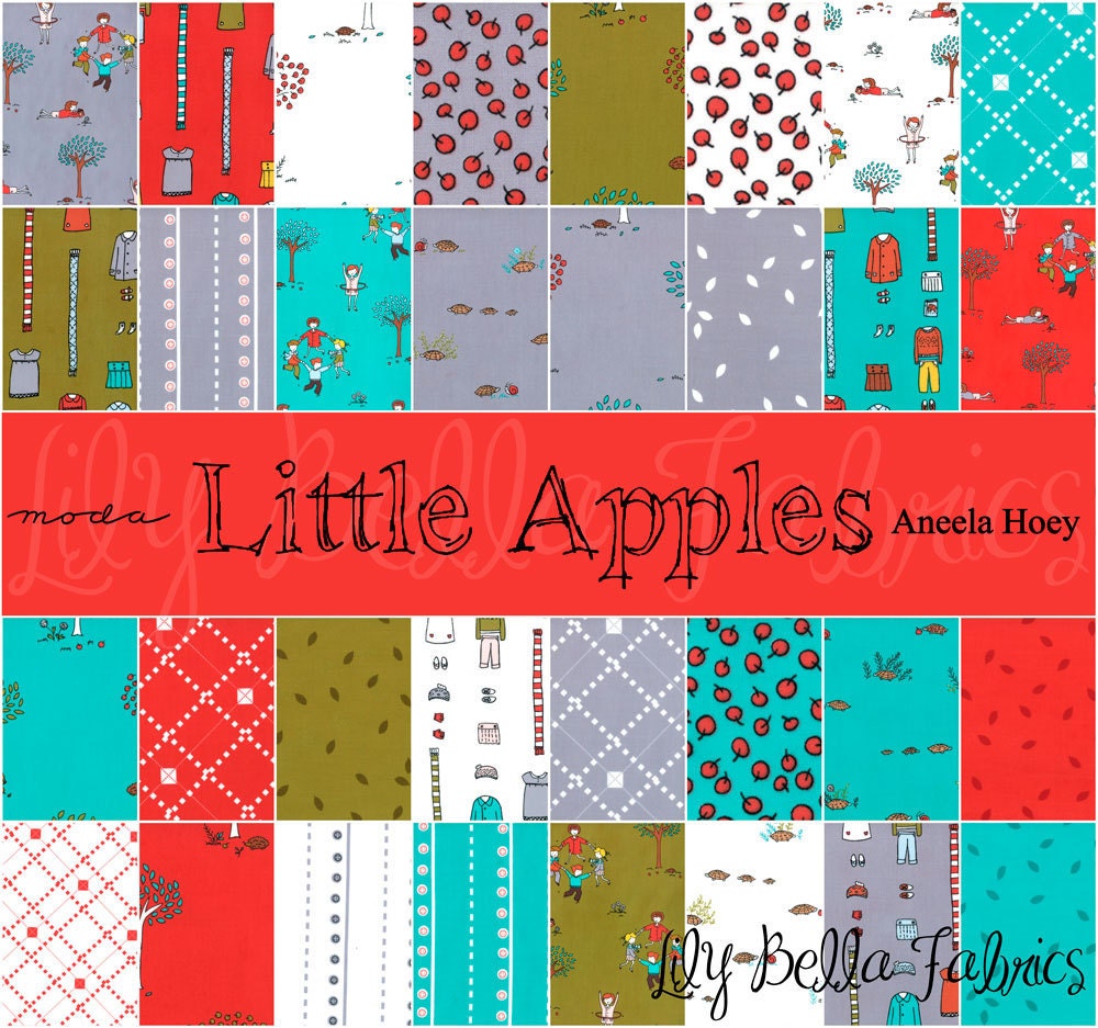 Aneela Hoey for Moda - LITTLE APPLES - Layer Cake - 10 inch Quilting Fabric Squares